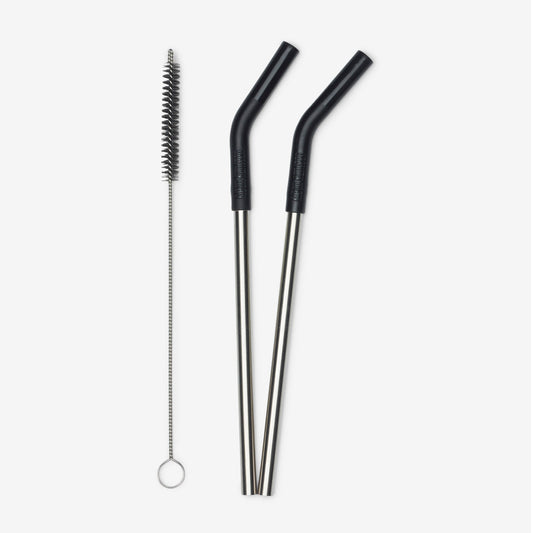 Straw 2-Pack with Brush - Black